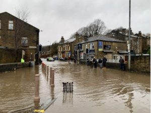 a street flooding in Calderdale